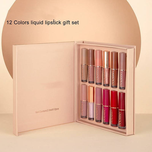 12 Farben mattes flüssiges Lippenstift-Set